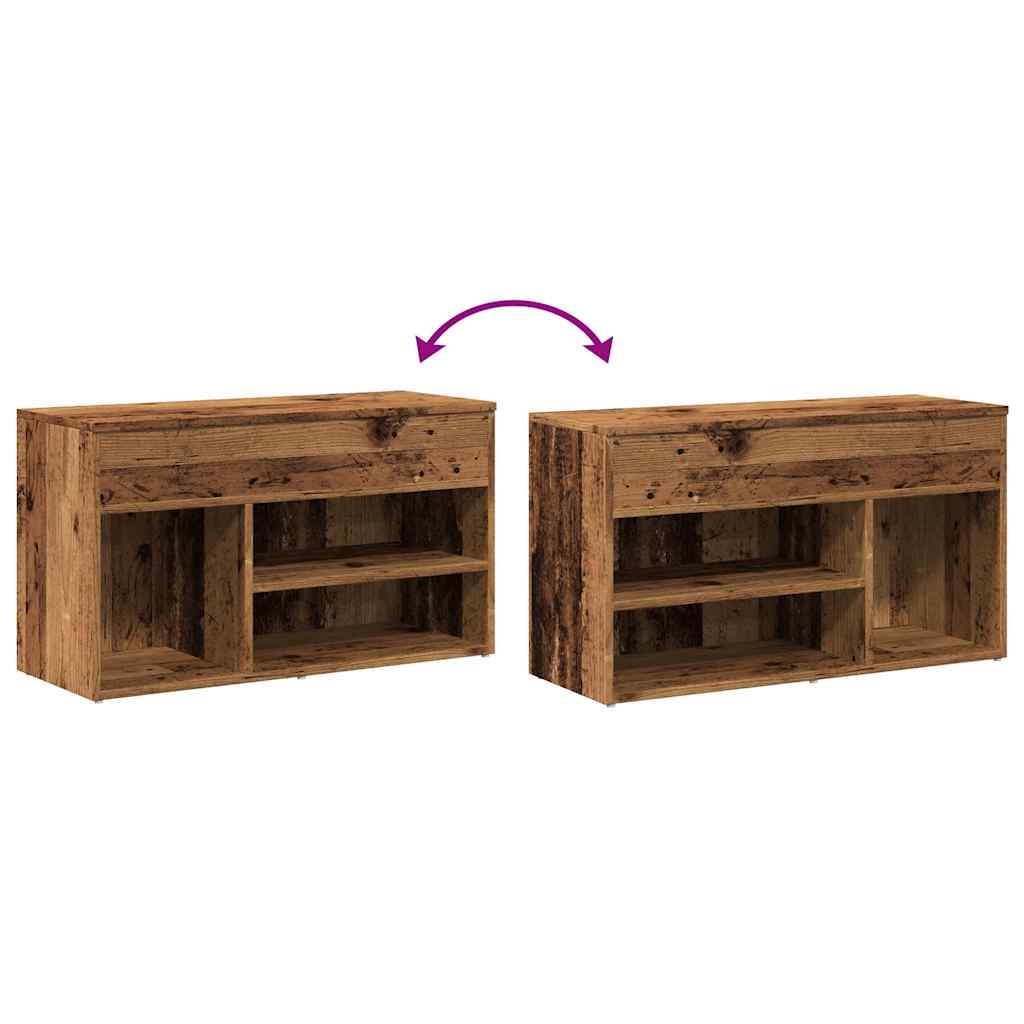 vidaXL Ławka ze schowkiem na buty, stare drewno, 80x30x45 cm