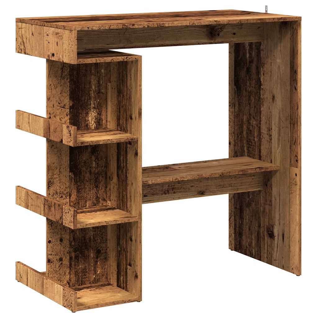 vidaXL Stolik barowy z półkami, stare drewno, 100x48x101,5 cm