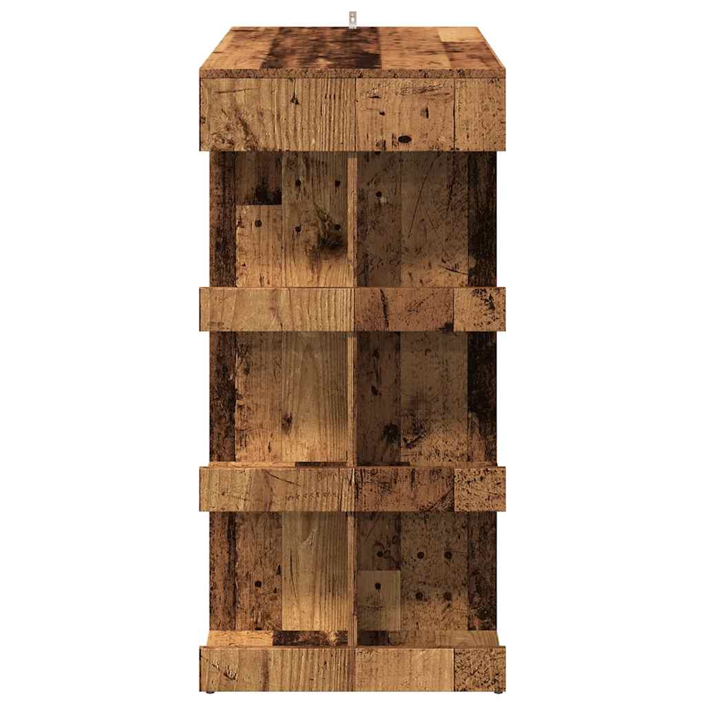 vidaXL Stolik barowy z półkami, stare drewno, 100x48x101,5 cm