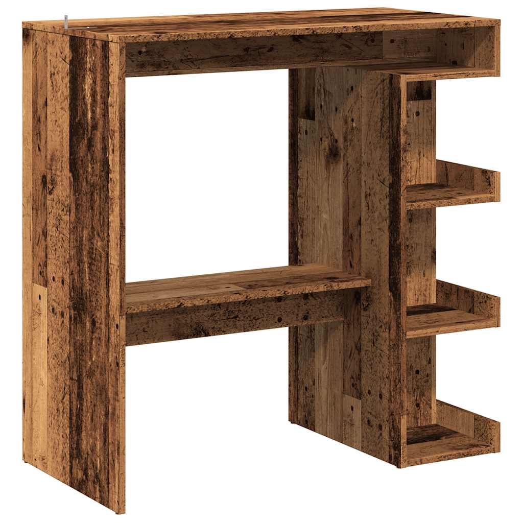 vidaXL Stolik barowy z półkami, stare drewno, 100x48x101,5 cm