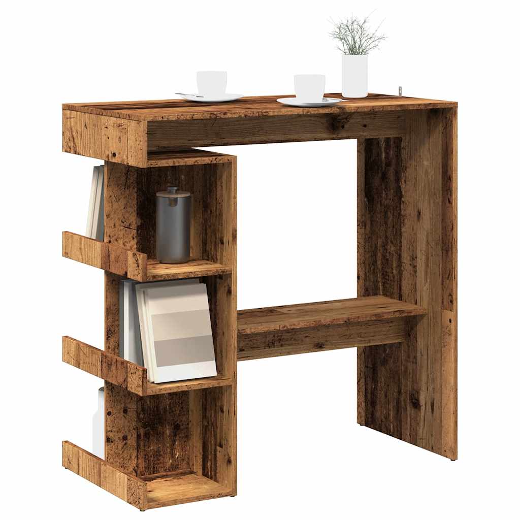 vidaXL Stolik barowy z półkami, stare drewno, 100x48x101,5 cm