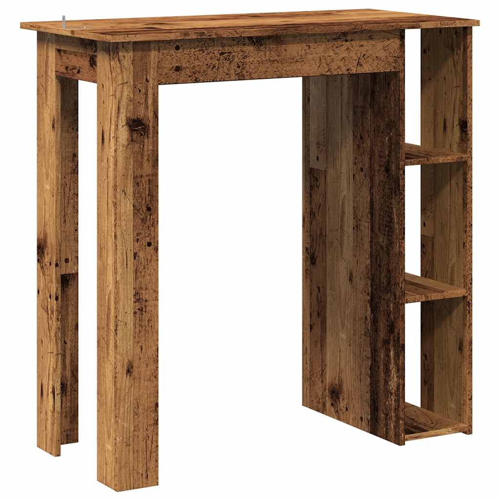 vidaXL Stolik barowy z półkami, stare drewno, 102x50x103,5 cm