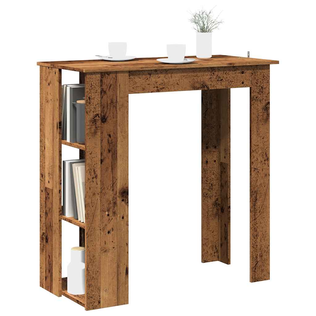 vidaXL Stolik barowy z półkami, stare drewno, 102x50x103,5 cm