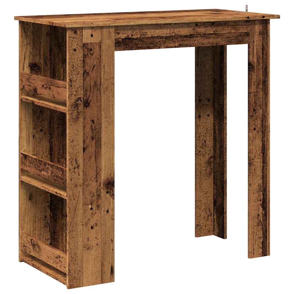 vidaXL Stolik barowy ze schowkiem, stare drewno, 102x50x103,5 cm