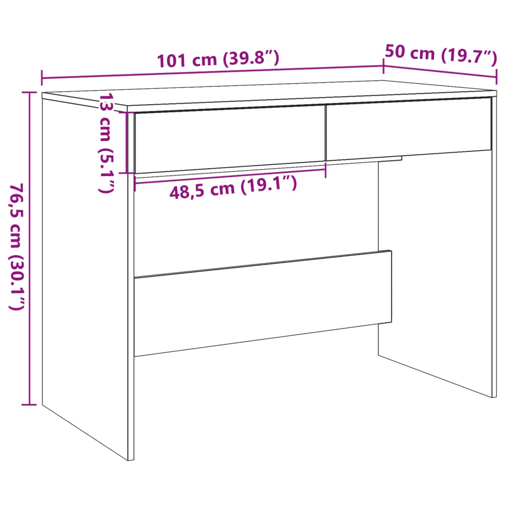 vidaXL Biurko, stare drewno, 101x50x76,5 cm, materiał drewnopochodny