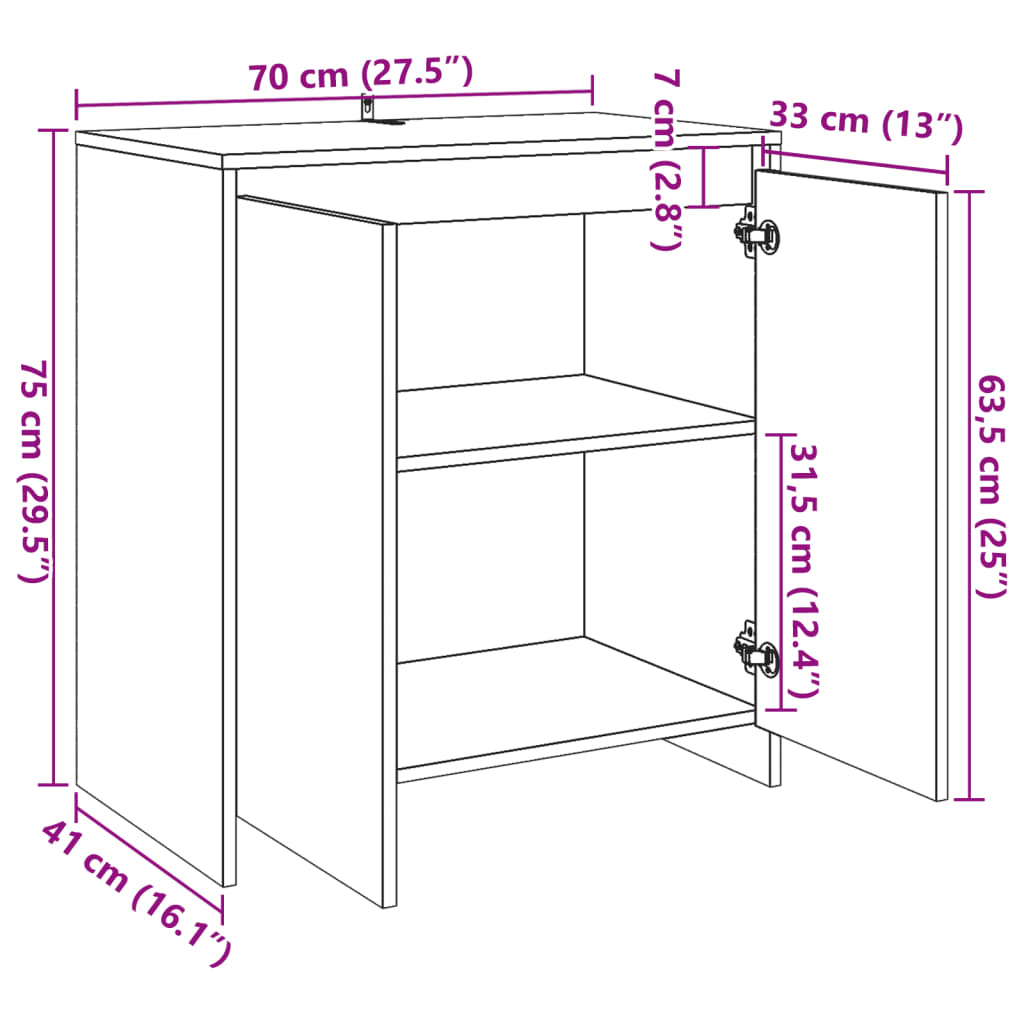 vidaXL Szafka, stare drewno, 70x41x75 cm, materiał drewnopochodny