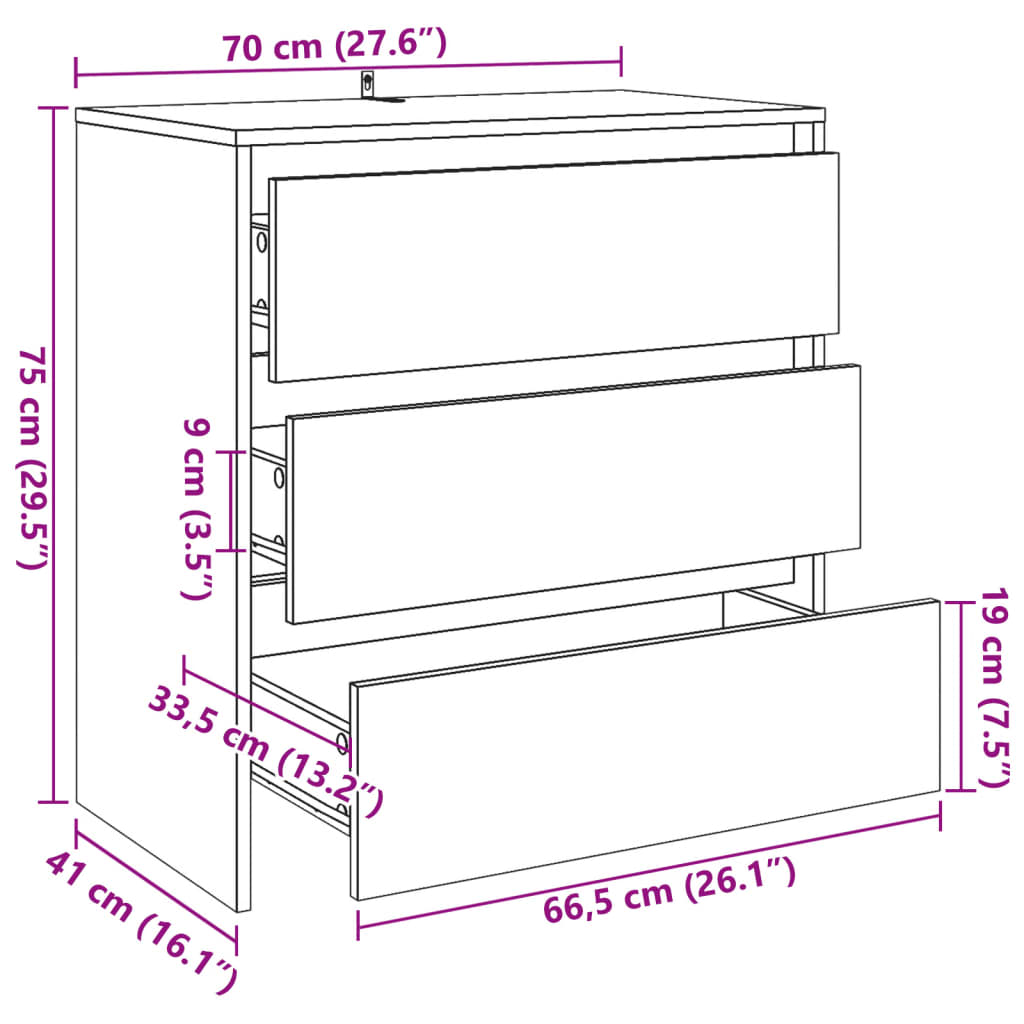 vidaXL Szafka, stare drewno, 70x41x75 cm, materiał drewnopochodny
