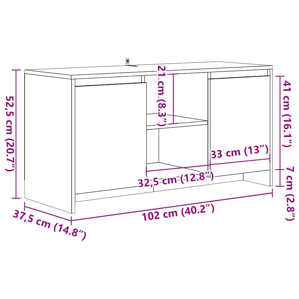 vidaXL Szafka pod TV, stare drewno, 102x37,5x52,5 cm