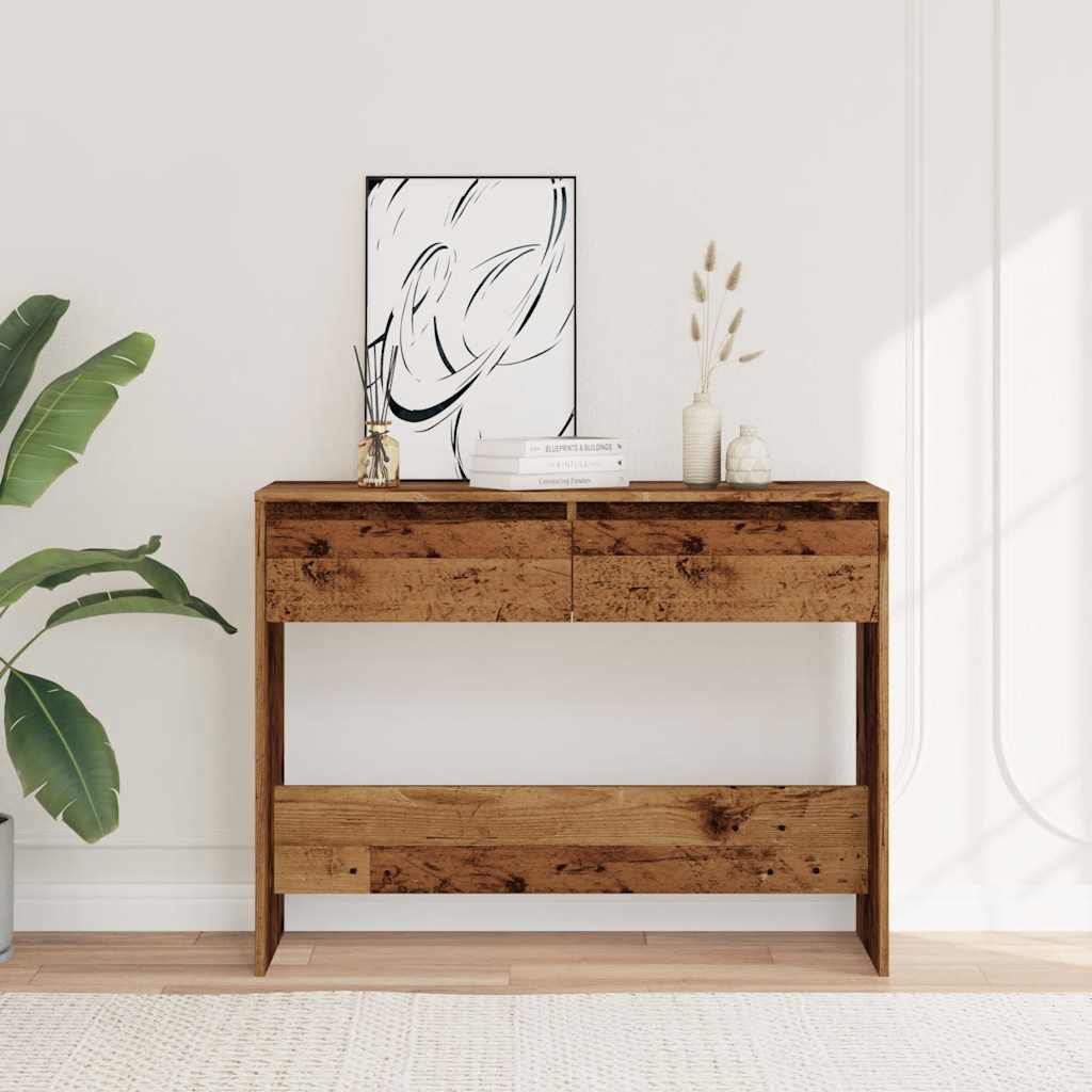 vidaXL Stolik konsolowy, stare drewno, 100x35x76,5 cm