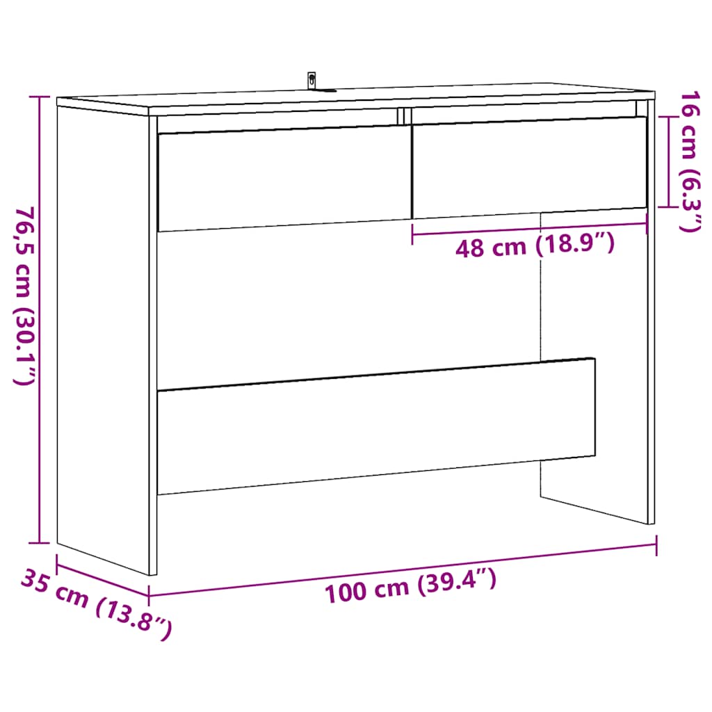 vidaXL Stolik konsolowy, stare drewno, 100x35x76,5 cm