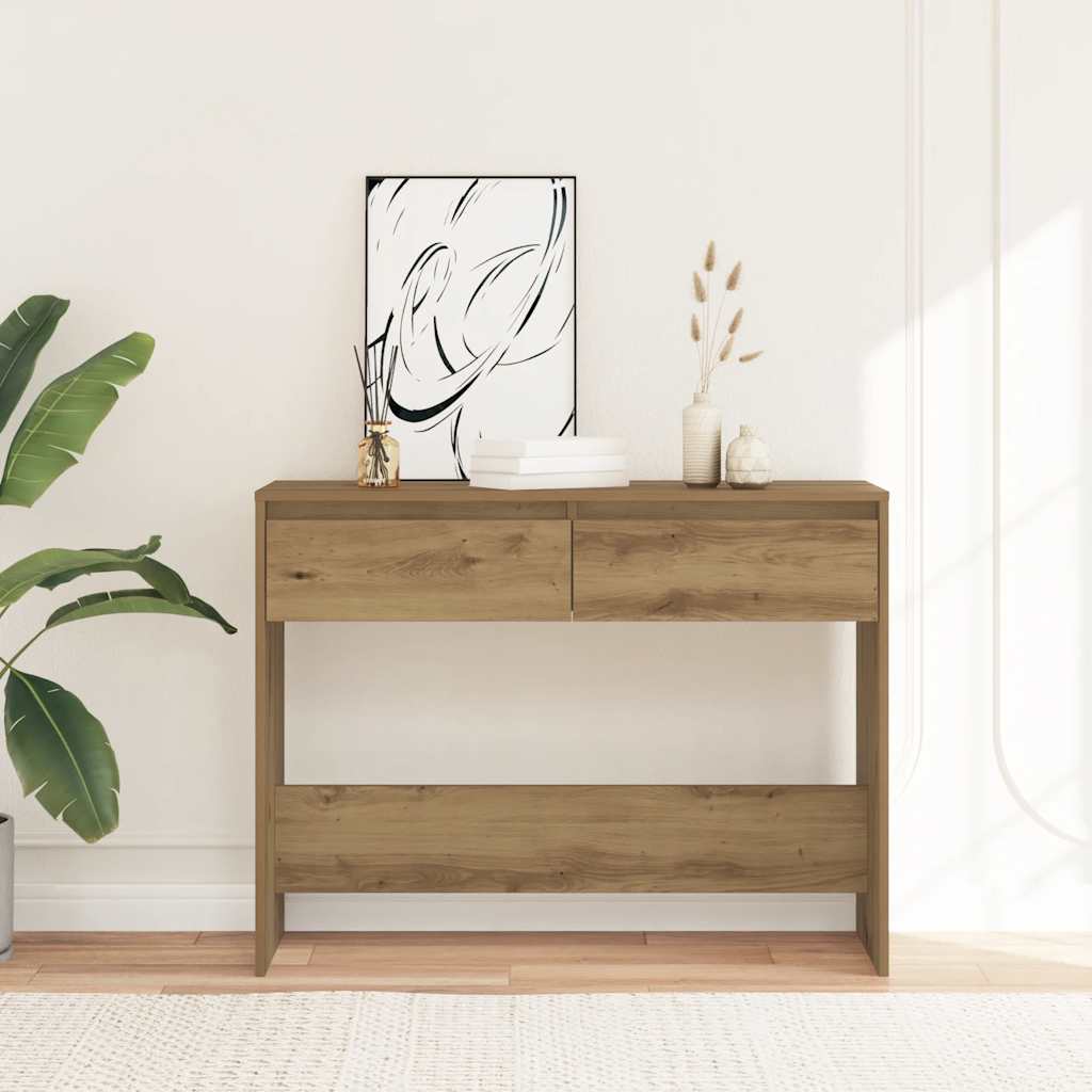 vidaXL Stolik konsolowy, dąb artisan, 100x35x76,5 cm