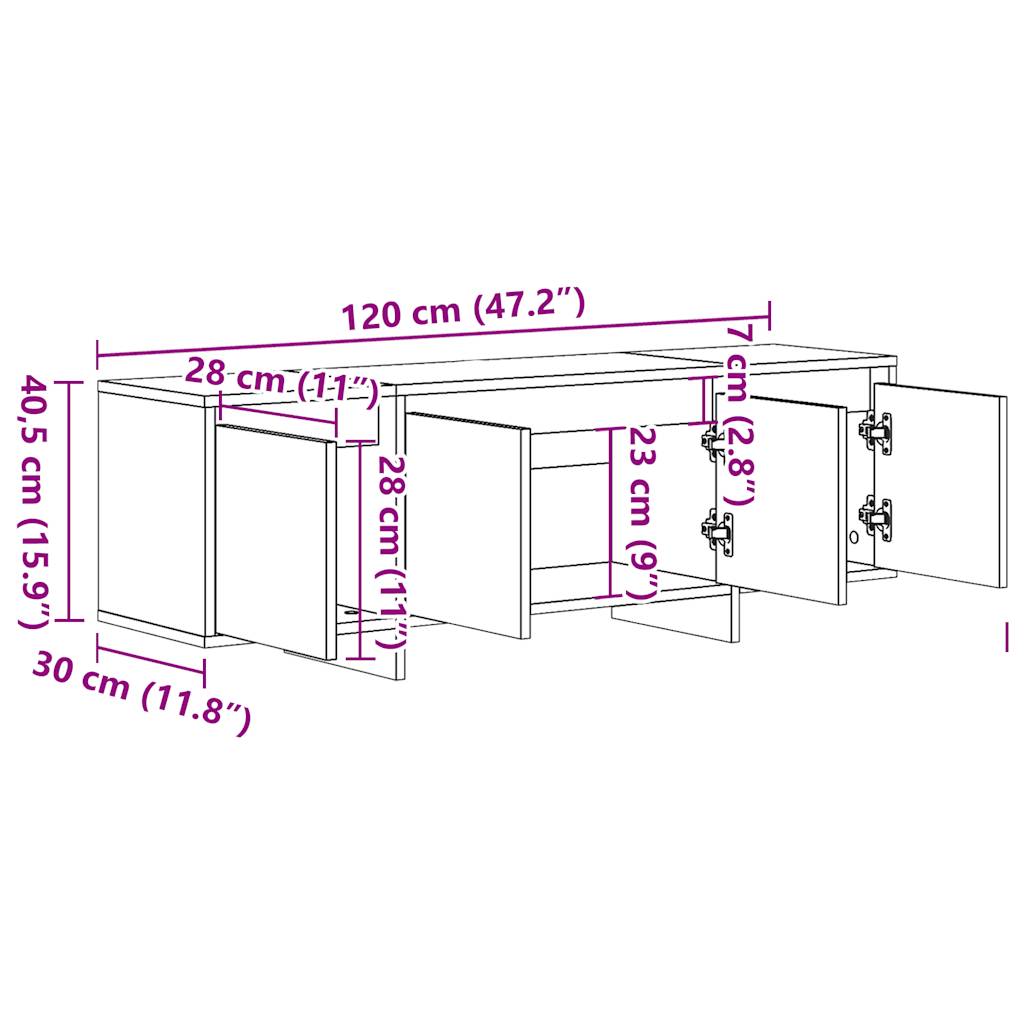 vidaXL Szafka TV, stare drewno, 120x30x40,5cm, materiał drewnopochodny