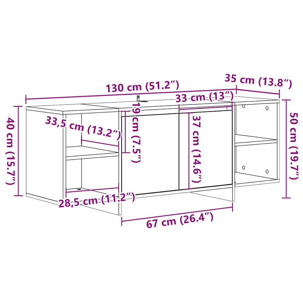 vidaXL Szafka TV, stare drewno, 130x35x50cm, materiał drewnopochodny