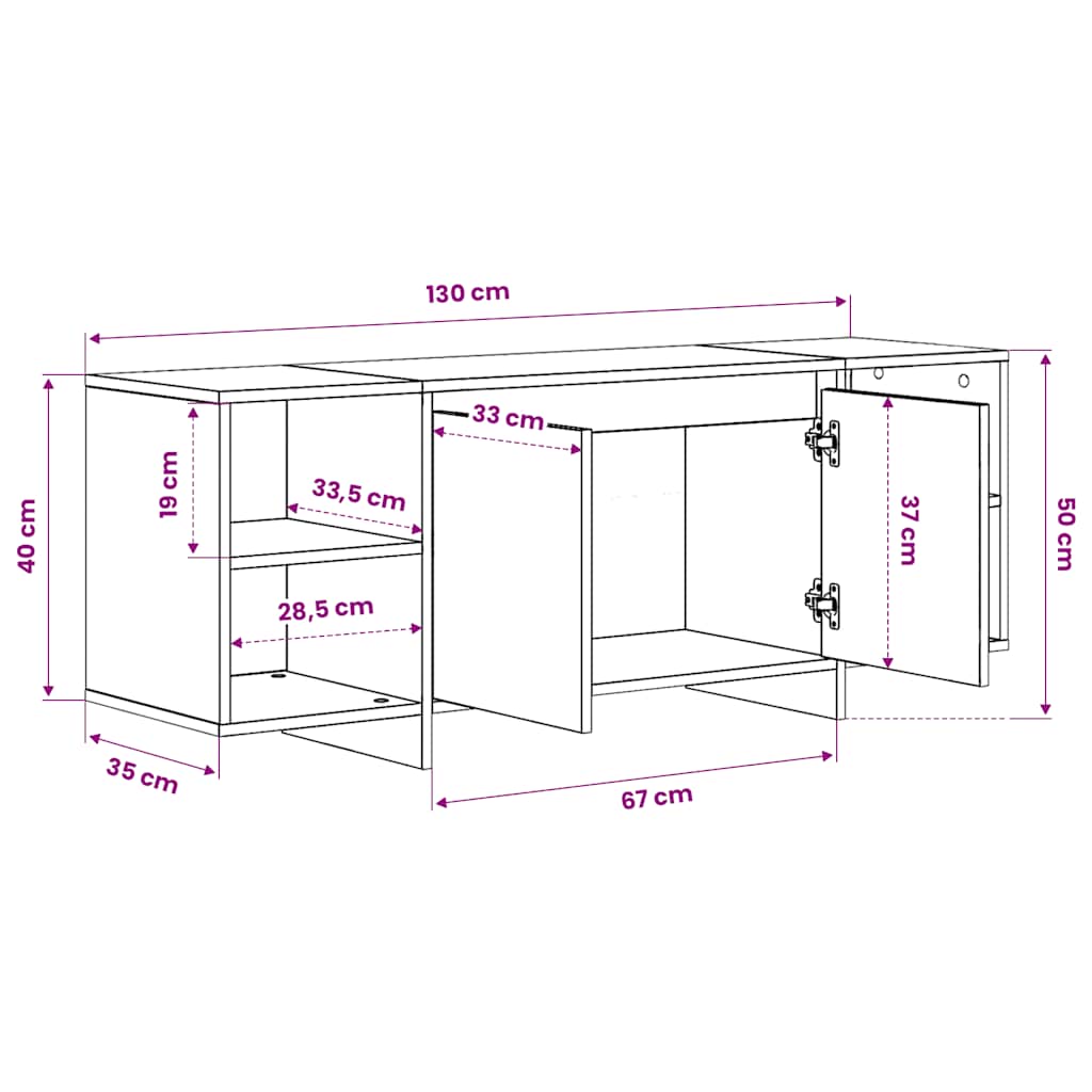 vidaXL Szafka TV, dąb artisan, 130x35x50 cm, materiał drewnopochodny
