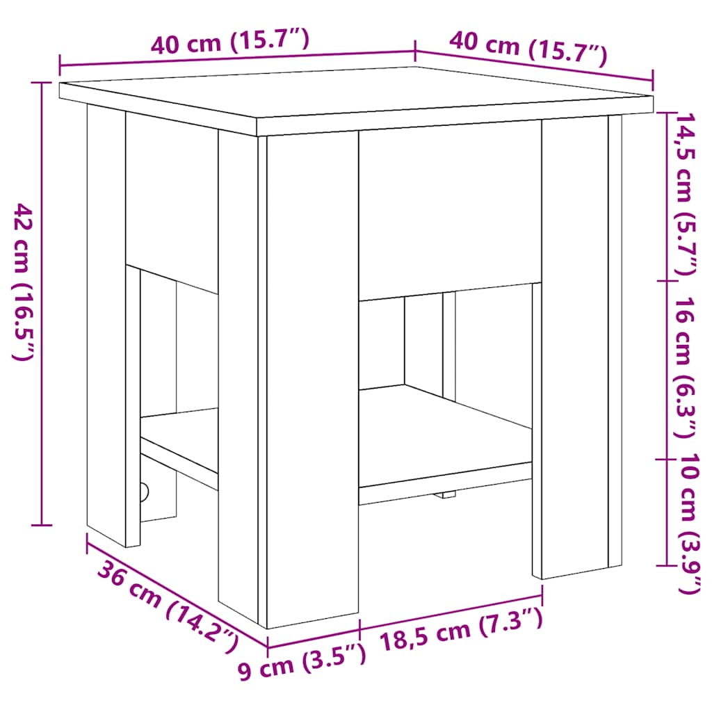 vidaXL Stolik kawowy, stare drewno 40x40x42 cm materiał drewnopochodny