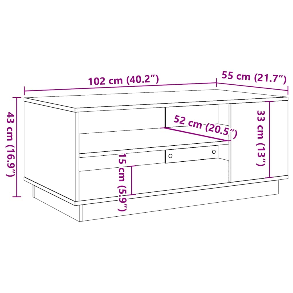 vidaXL Stolik kawowy, stare drewno, 102x55x43 cm