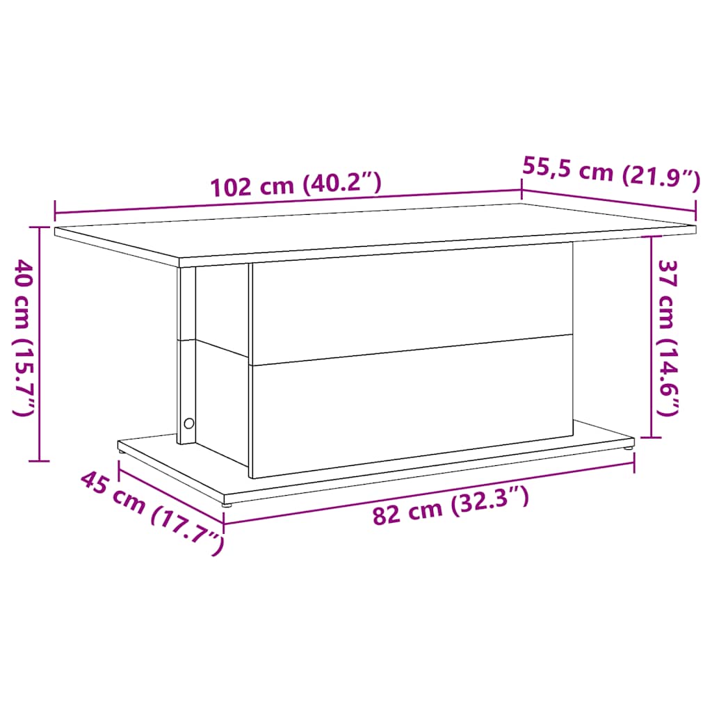 vidaXL Stolik kawowy, stare drewno, 102x55,5x40 cm