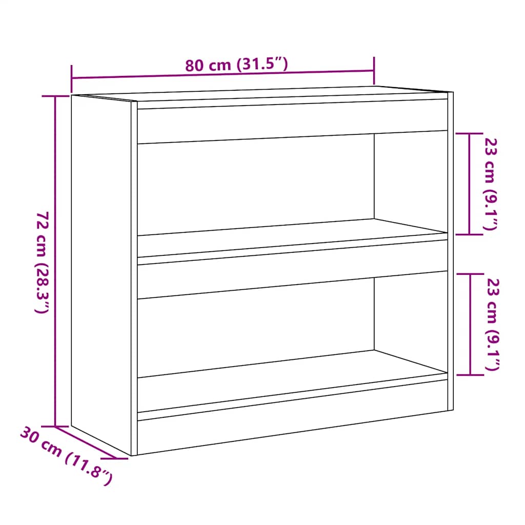 vidaXL Regał na książki/przegroda, stare drewno, 80x30x72 cm