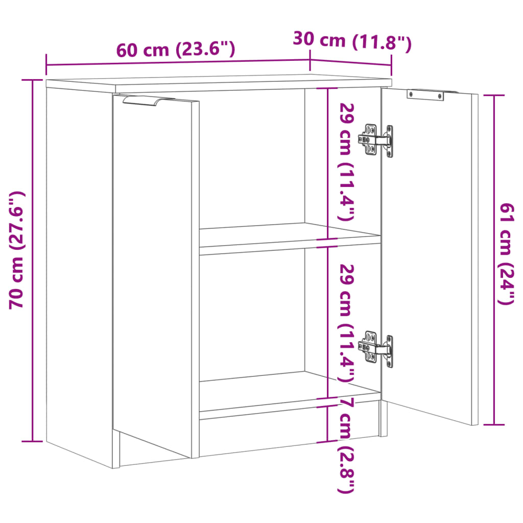 vidaXL Szafka, stare drewno, 60x30x70 cm, materiał drewnopochodny