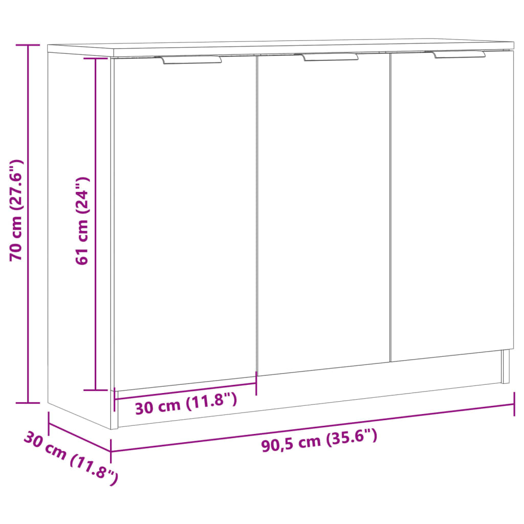 vidaXL Szafka, stare drewno, 90,5x30x70 cm, materiał drewnopochodny