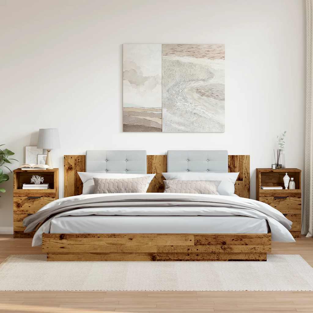 vidaXL Szafki nocne, 2 szt., stare drewno, 40x36x65 cm