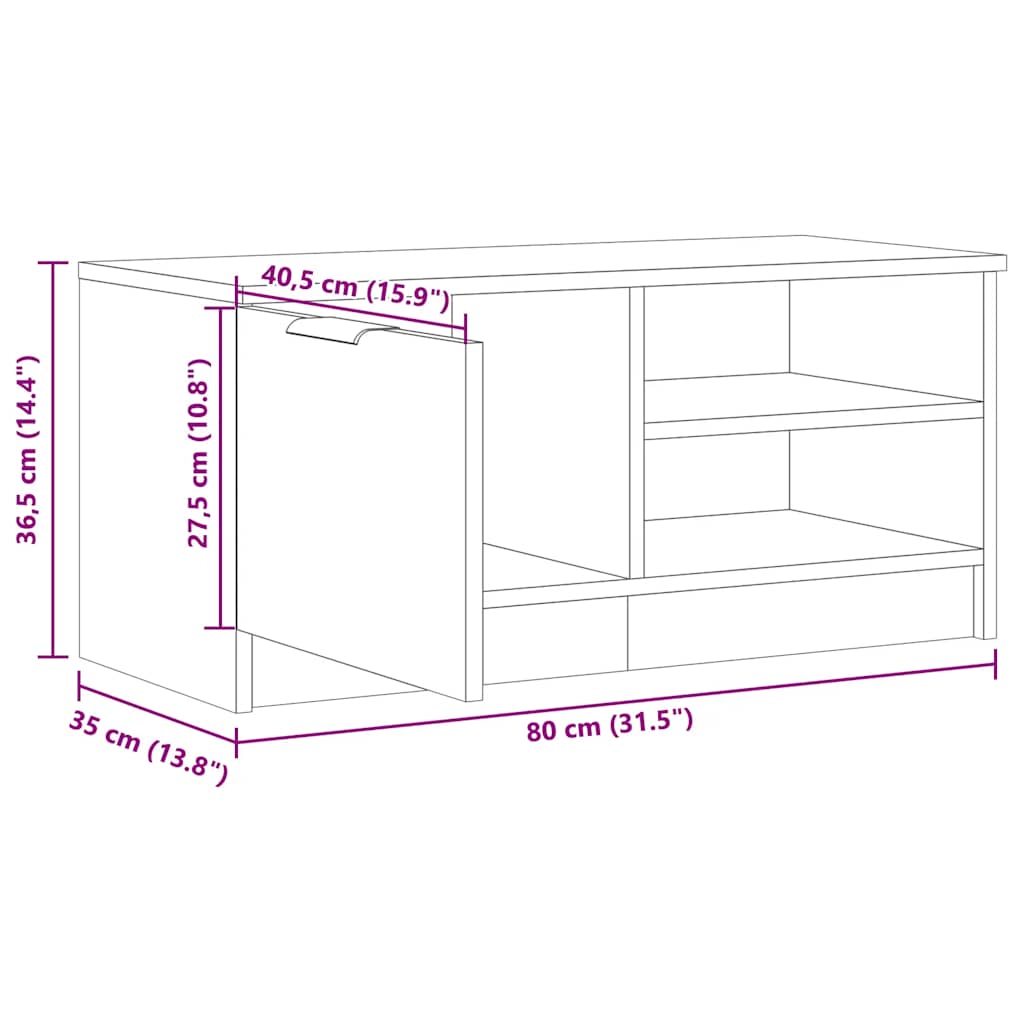 vidaXL Szafka pod TV, stare drewno, 80x35x36,5 cm