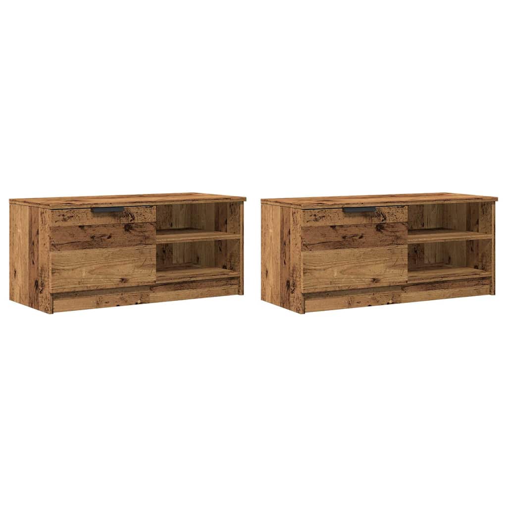 vidaXL Szafki pod TV, 2 szt., stare drewno, 80x35x36,5 cm