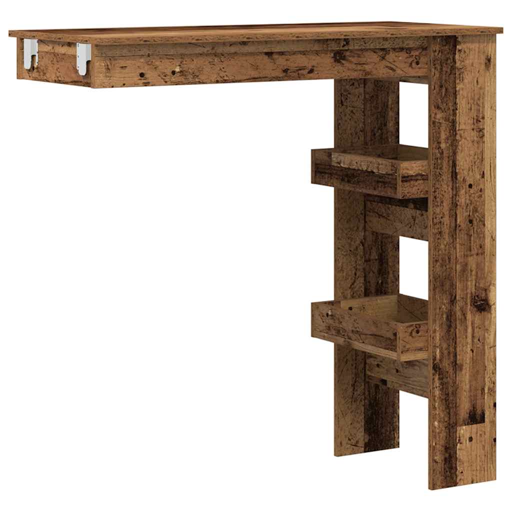 vidaXL Ścienny stolik barowy, stare drewno, 102x45x103,5 cm