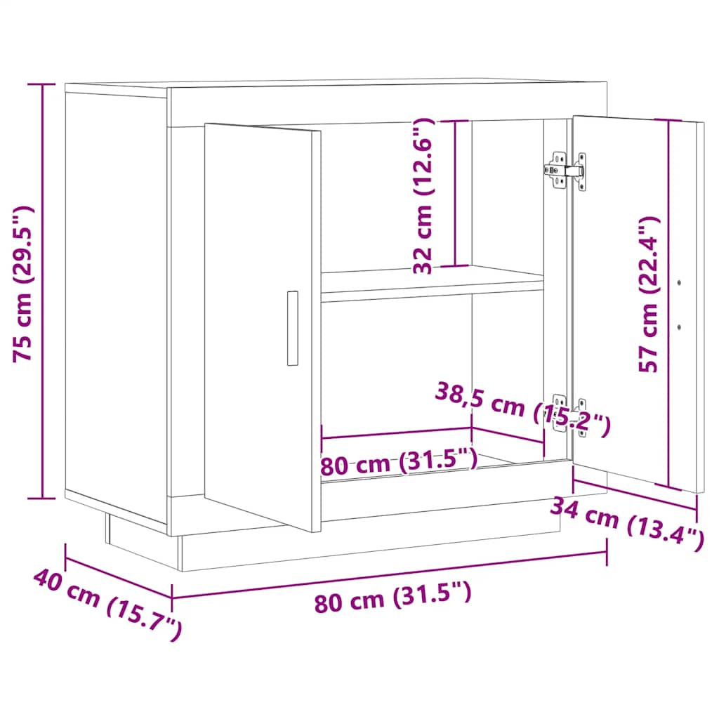 vidaXL Komoda, stare drewno, 80x40x75 cm, materiał drewnopochodny