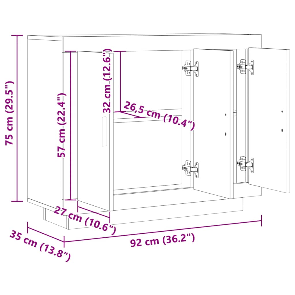 vidaXL Komoda, stare drewno, 92x35x75 cm, materiał drewnopochodny