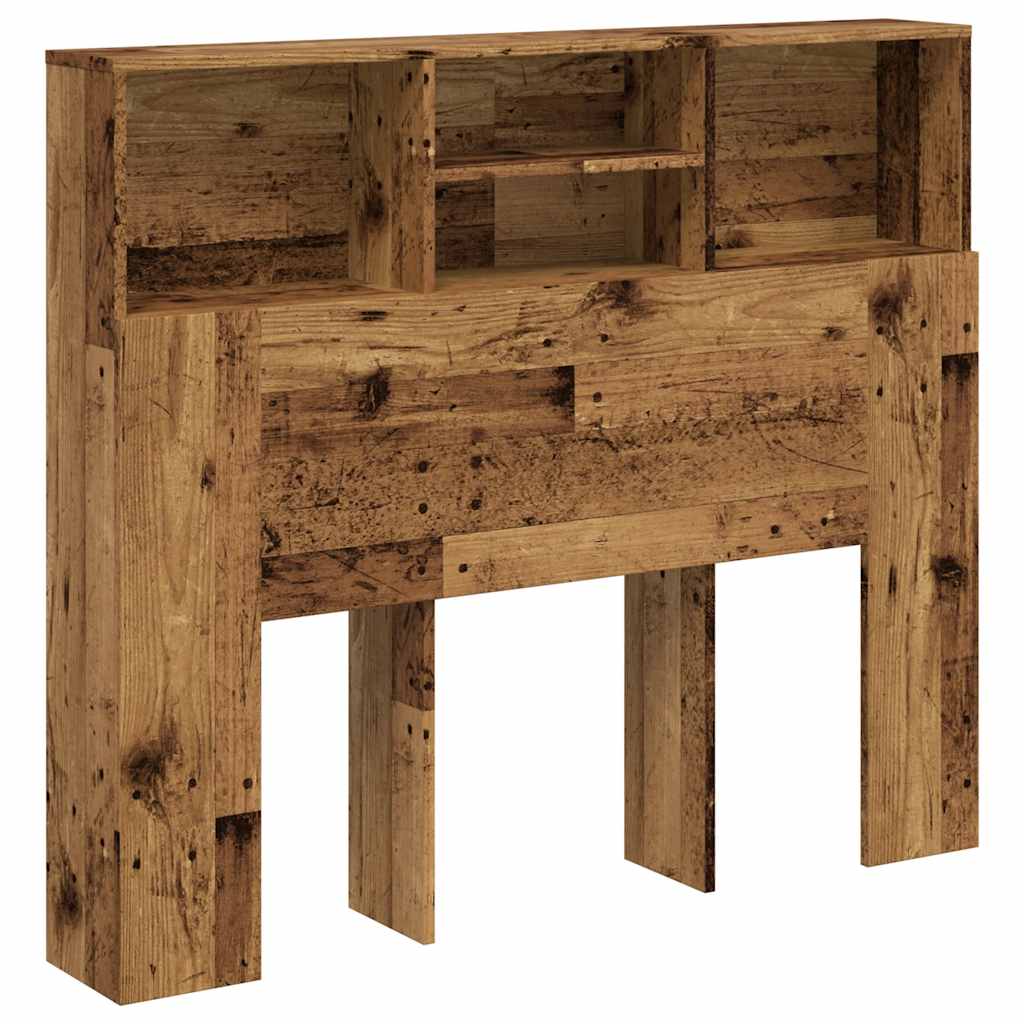 vidaXL Zagłówek z półkami, stare drewno, 120x19x103,5 cm