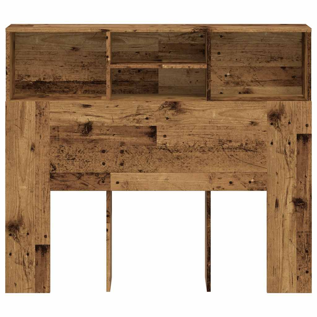 vidaXL Zagłówek z półkami, stare drewno, 120x19x103,5 cm