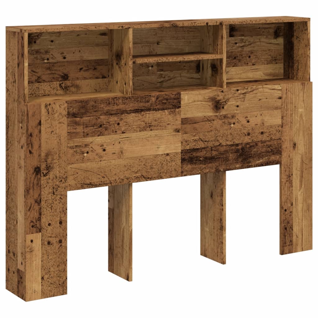 vidaXL Wezgłowie łóżka z półkami, stare drewno, 140x19x103,5 cm