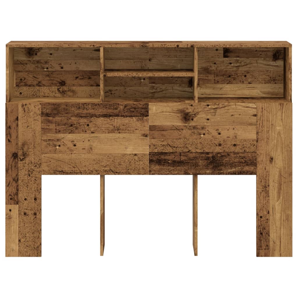 vidaXL Wezgłowie łóżka z półkami, stare drewno, 140x19x103,5 cm