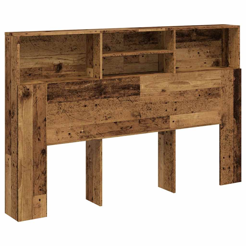 vidaXL Zagłówek z półkami, stare drewno, 160x19x103,5 cm