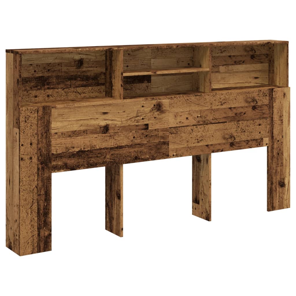 vidaXL Zagłówek z półkami, stare drewno, 180x19x103,5 cm