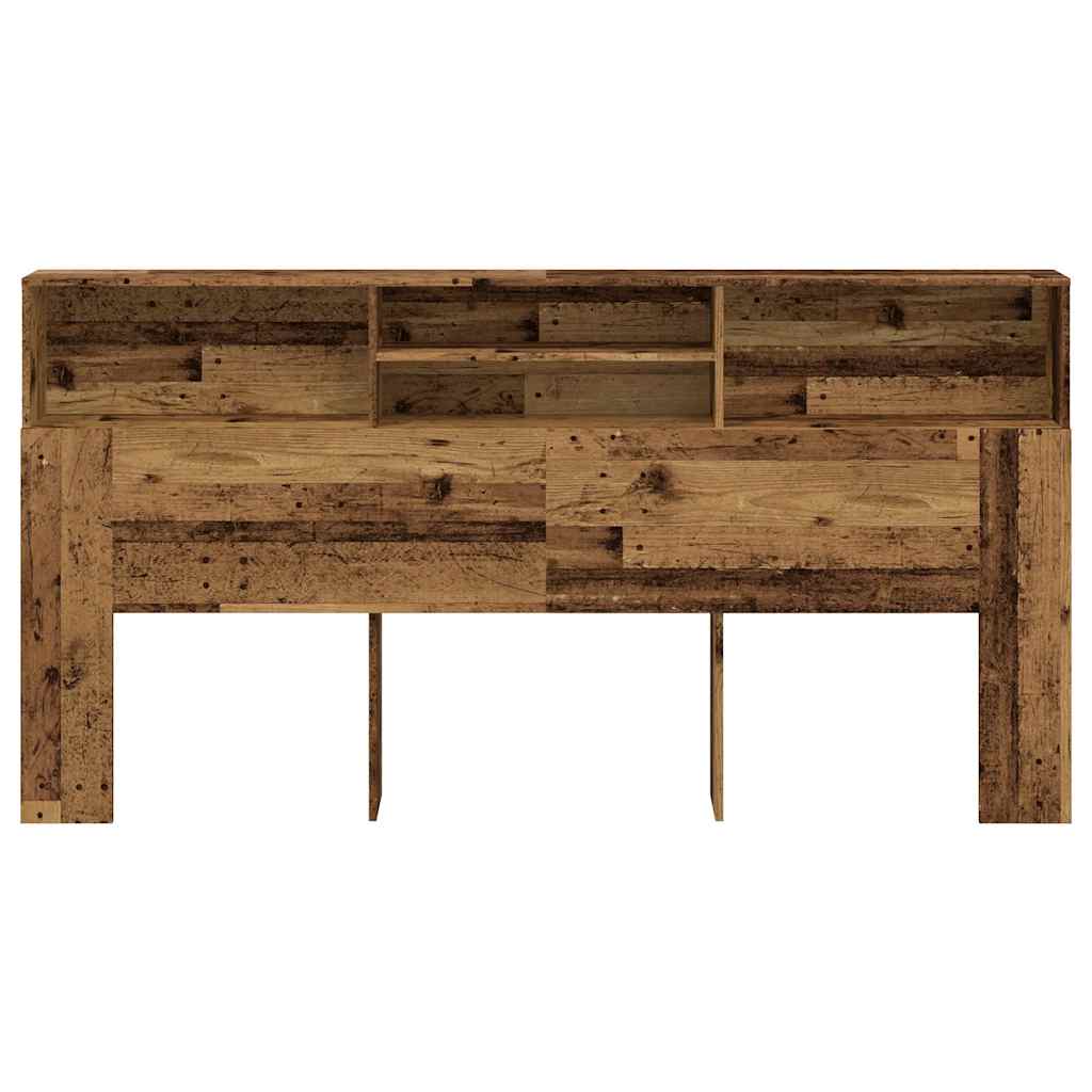 vidaXL Zagłówek z półkami, stare drewno, 200x19x103,5 cm