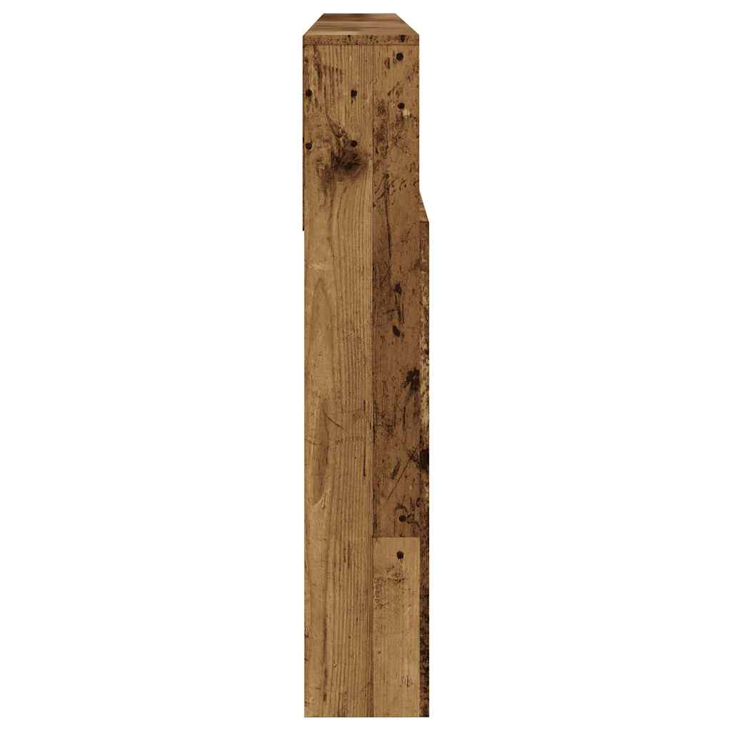 vidaXL Zagłówek z półkami, stare drewno, 200x19x103,5 cm