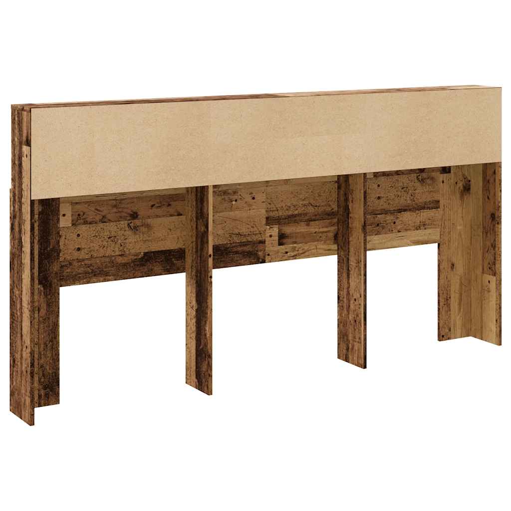 vidaXL Zagłówek z półkami, stare drewno, 200x19x103,5 cm