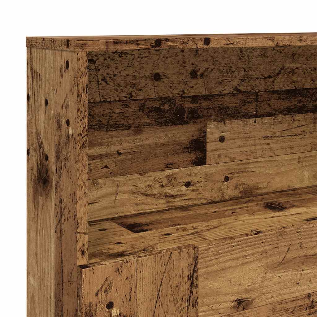 vidaXL Zagłówek z półkami, stare drewno, 200x19x103,5 cm