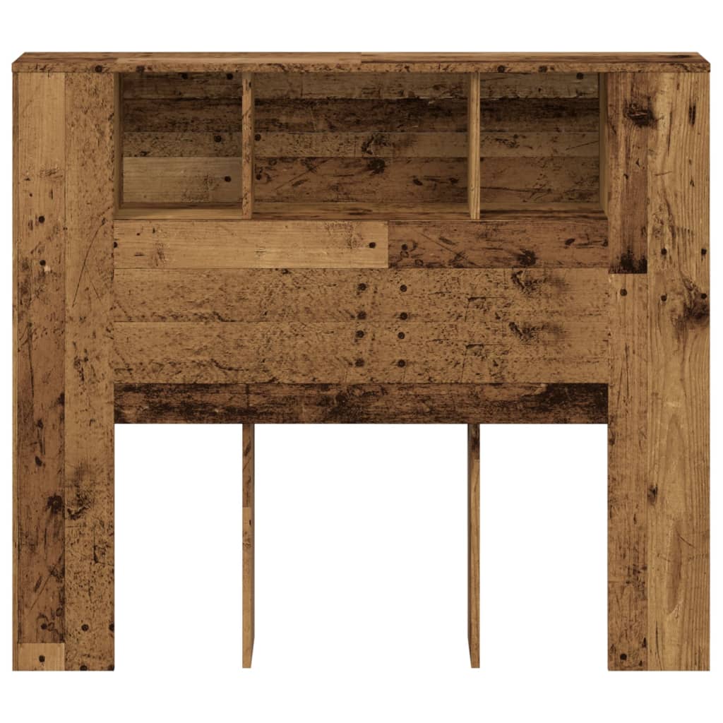vidaXL Zagłówek z półkami, stare drewno, 120x19x104,5 cm