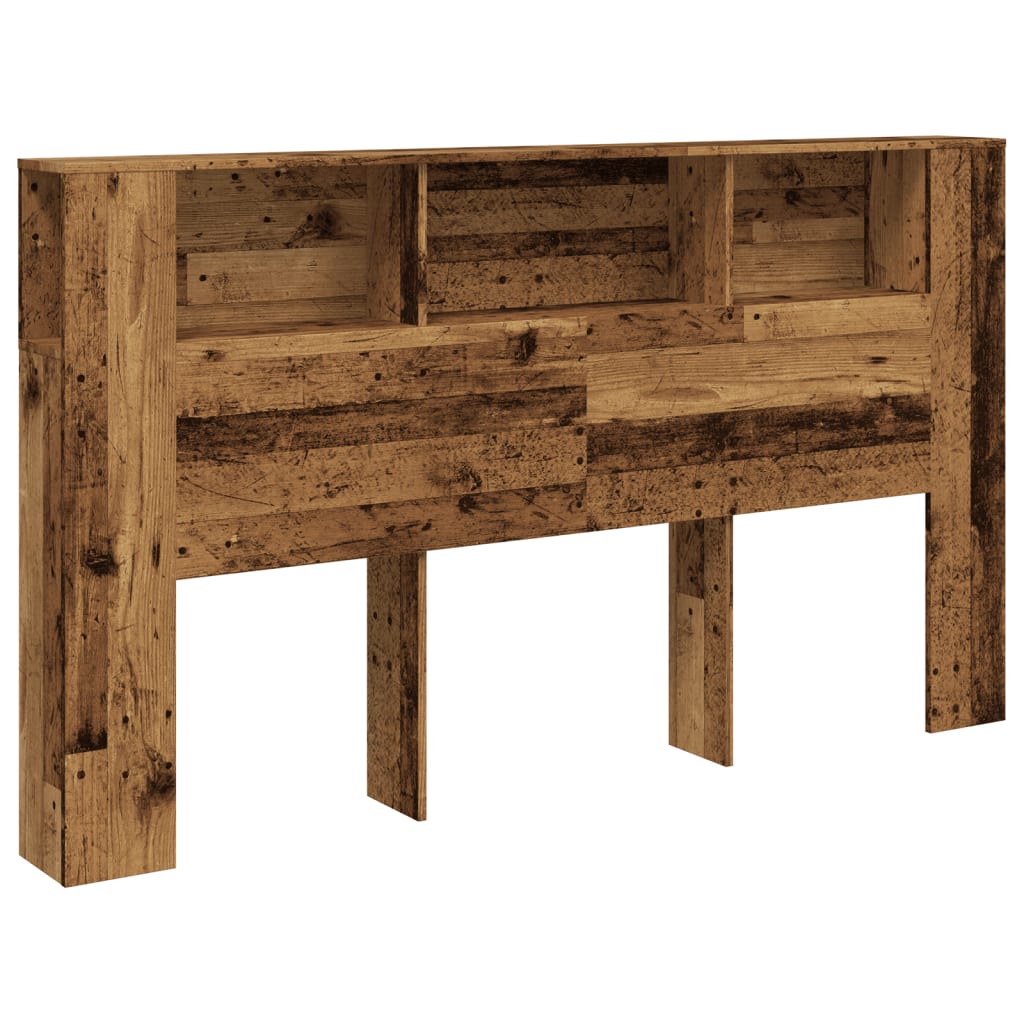 vidaXL Wezgłowie z półkami, stare drewno, 180x18,5x102,5 cm