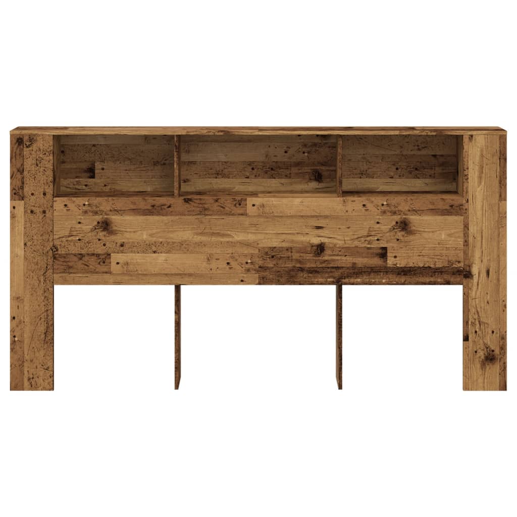 vidaXL Zagłówek z półkami, stare drewno, 200x18,5x102,5 cm