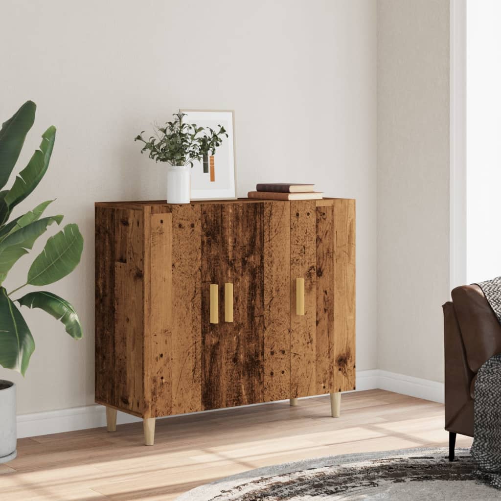 vidaXL Szafka, stare drewno, 90x34x80 cm, materiał drewnopochodny