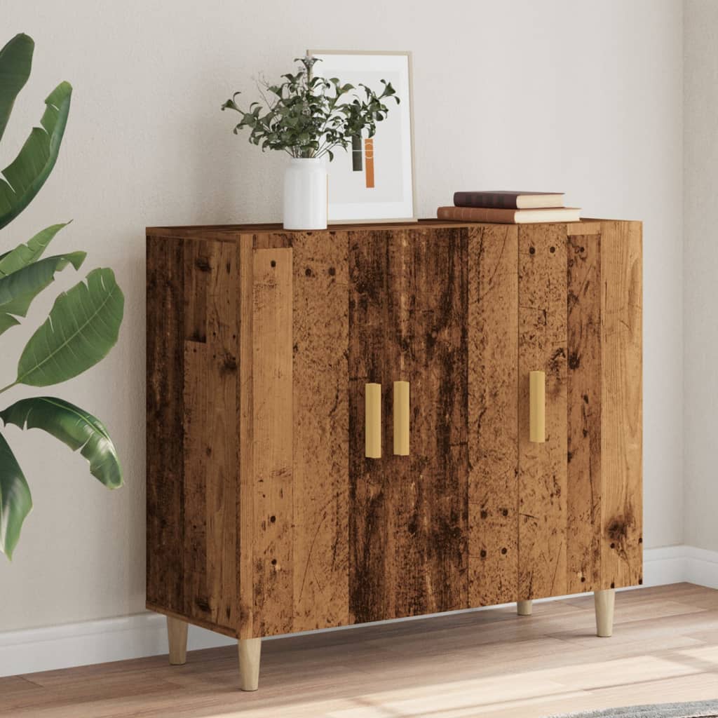 vidaXL Szafka, stare drewno, 90x34x80 cm, materiał drewnopochodny