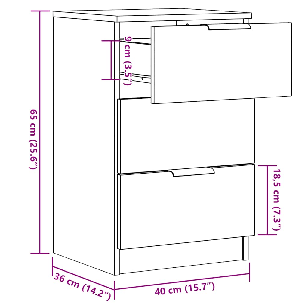 vidaXL Szafka nocna, stare drewno, 40x36x65cm, materiał drewnopochodny