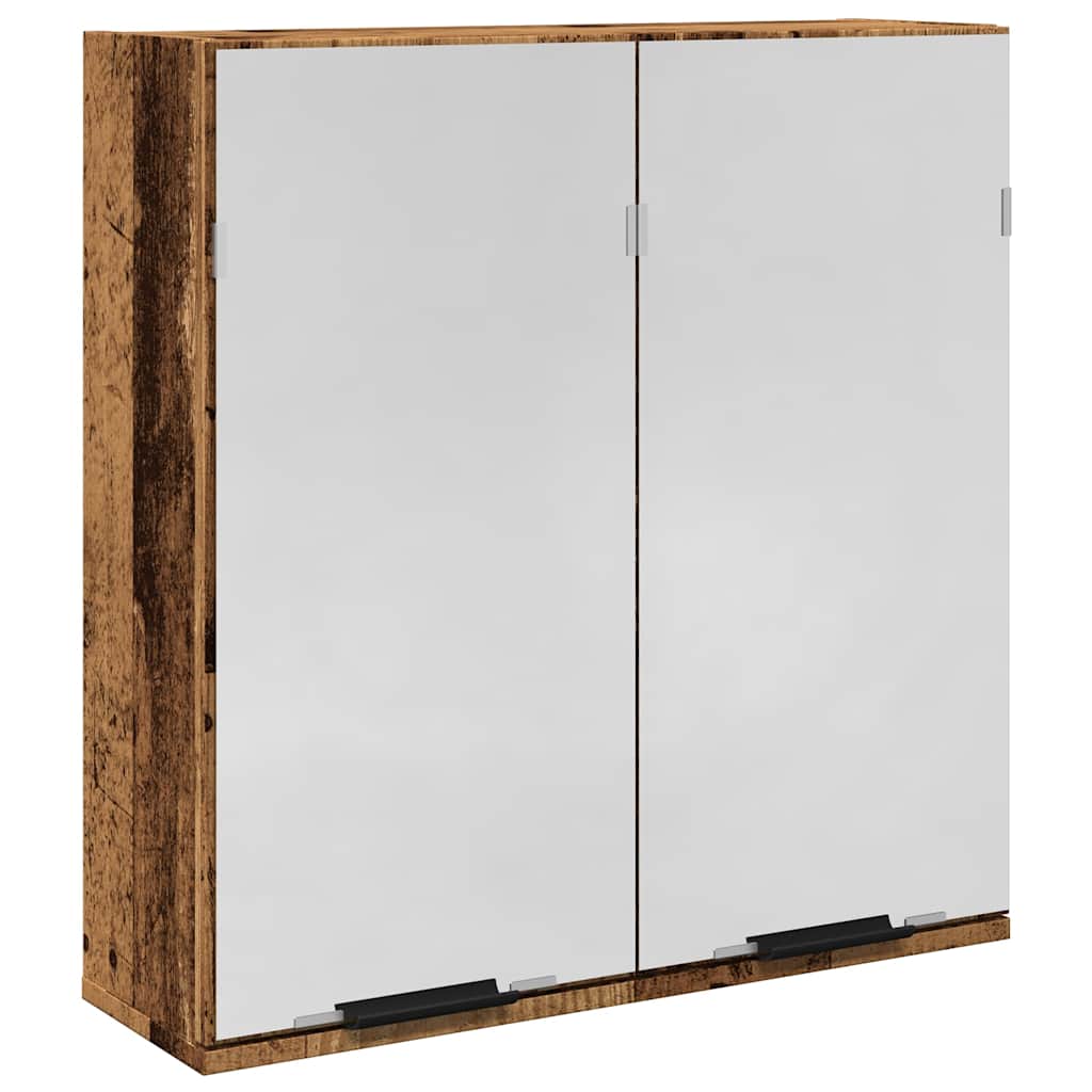 vidaXL Szafka łazienkowa z lustrem, stare drewno, 64x20x66,5 cm