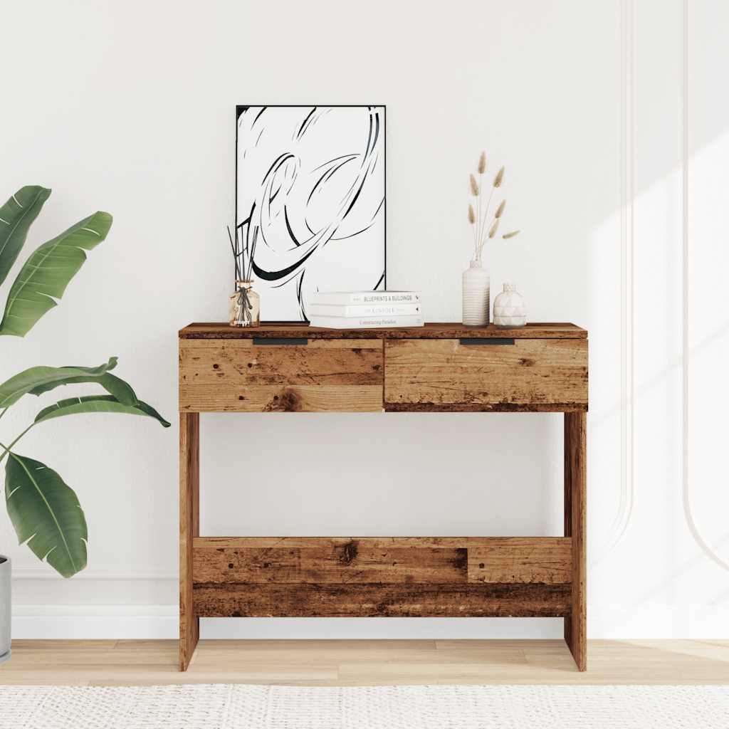 vidaXL Stolik konsolowy, stare drewno, 90x36x75 cm