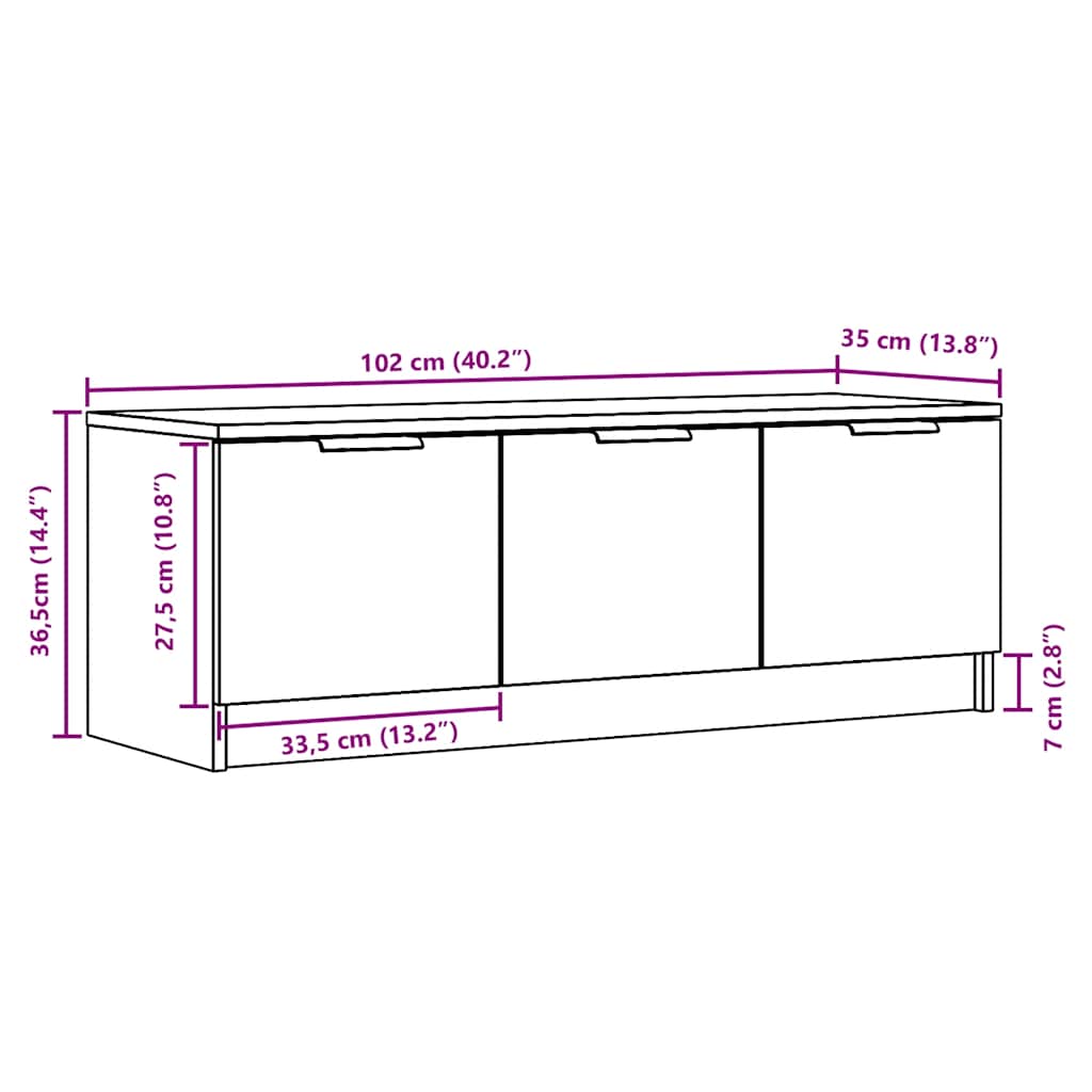vidaXL Szafka pod telewizor, stare drewno, 102x35x36,5 cm