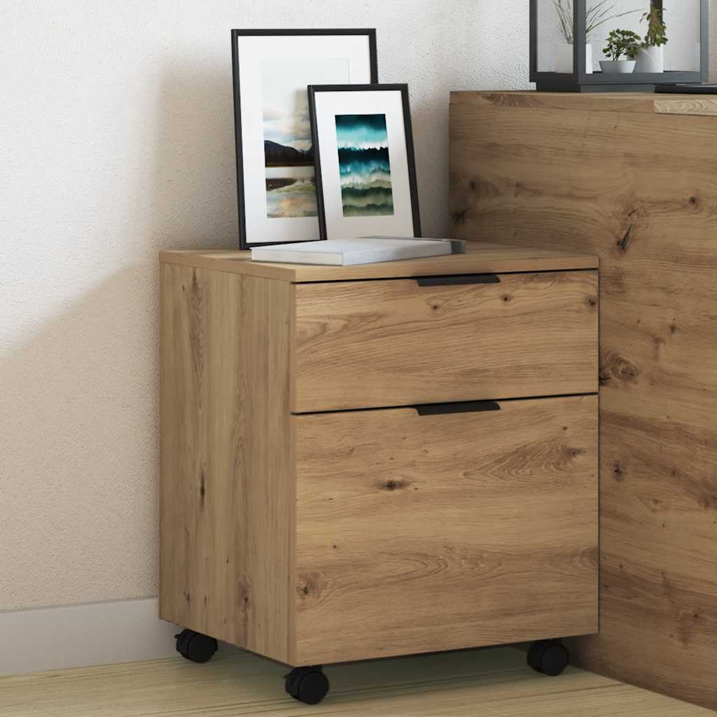 vidaXL Mobilna szafka na dokumenty kółkami dąb artisan Drewno klejone